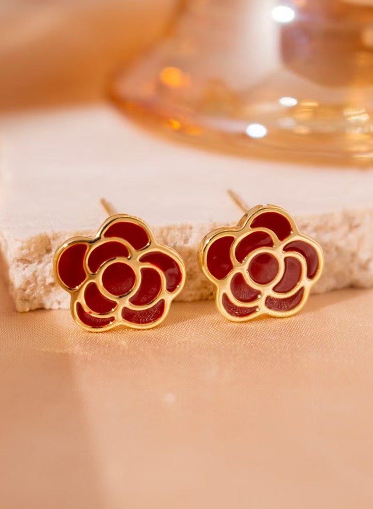 رمز الموضة في الشرق الأوسط | أقراط الورد المينا، ارتدي الرومانسية قرب أذنيك - Image 1