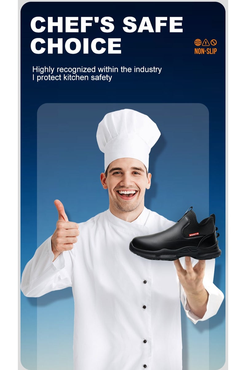 general Chef anti-slip shoes kitchen leather oil-proof and waterproof work shoes men's and women's non-slip restaurant shoes - Image 2