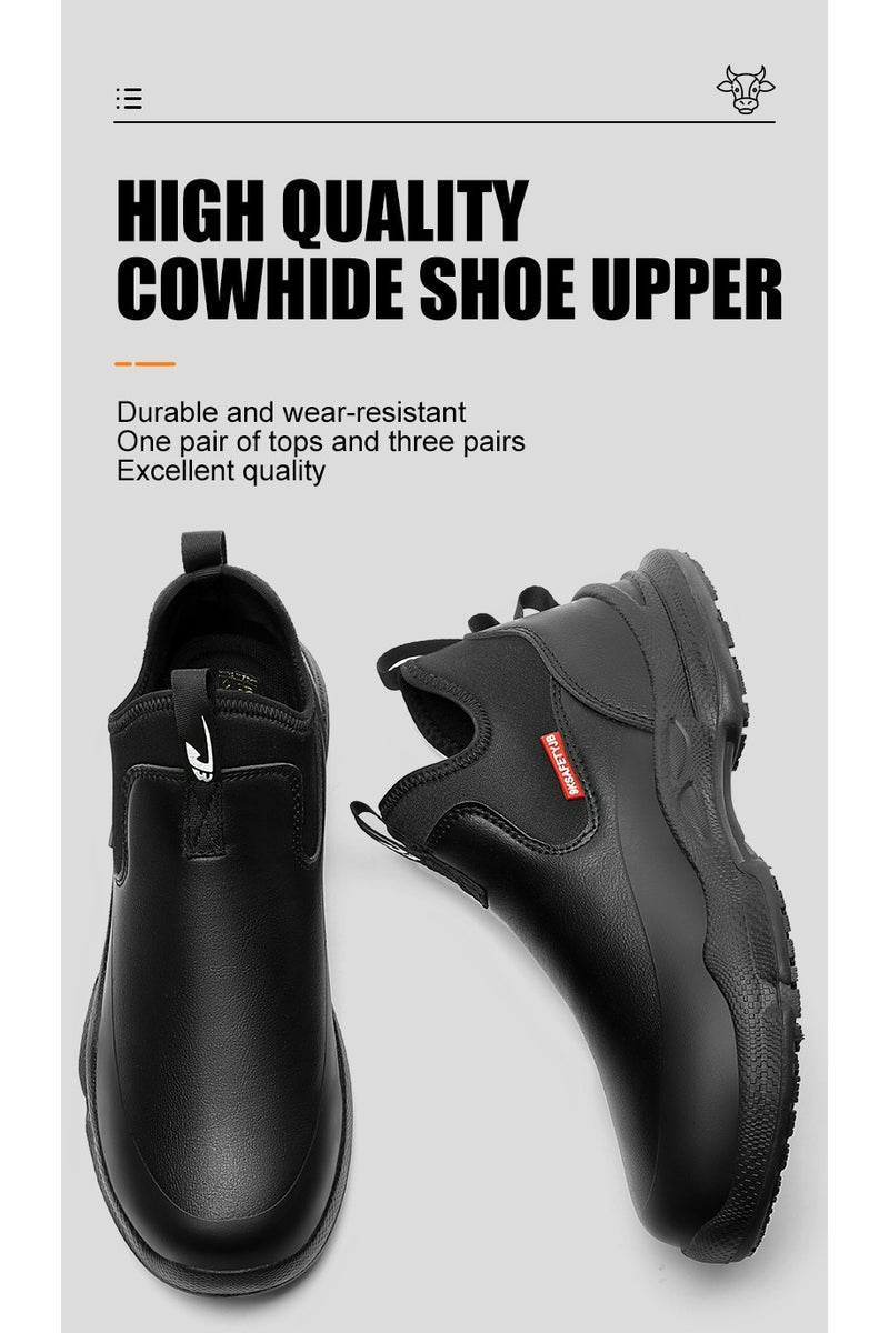 general Chef anti-slip shoes kitchen leather oil-proof and waterproof work shoes men's and women's non-slip restaurant shoes - Image 4