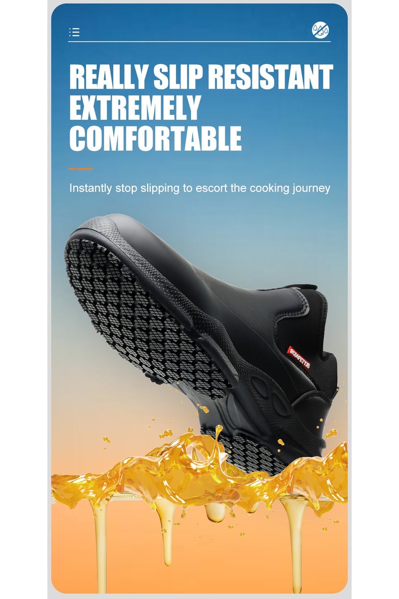 general Chef anti-slip shoes kitchen leather oil-proof and waterproof work shoes men's and women's non-slip restaurant shoes - Image 3