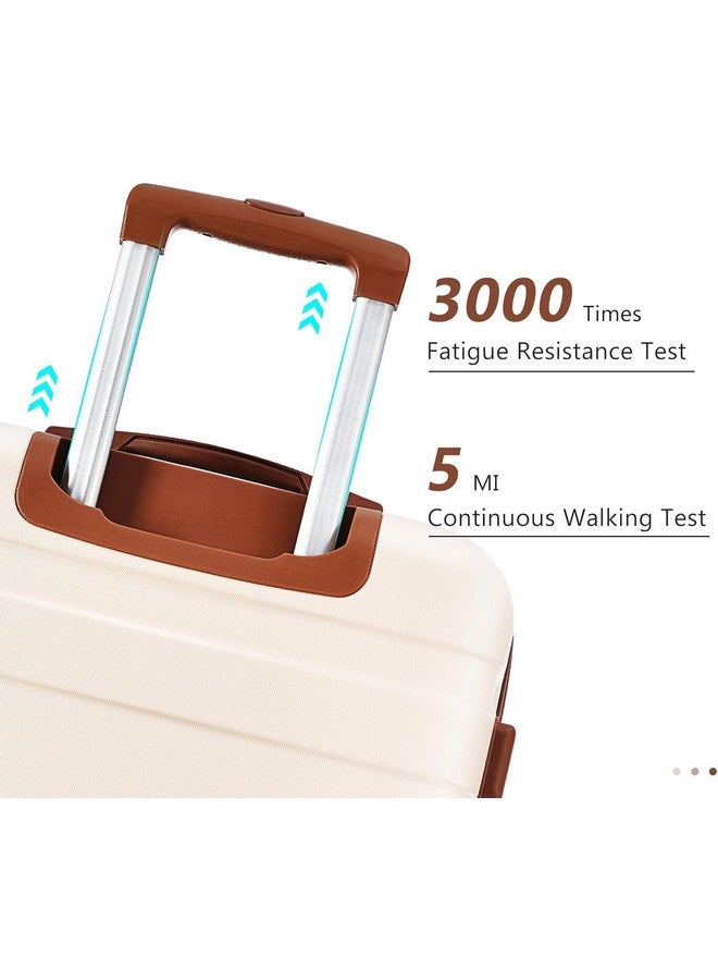 Merax 3 Piece ABS Hardside Luggage Sets Spinner Wheels Suitcase with TSA, Beige, 20/24/28 Inch - Image 4