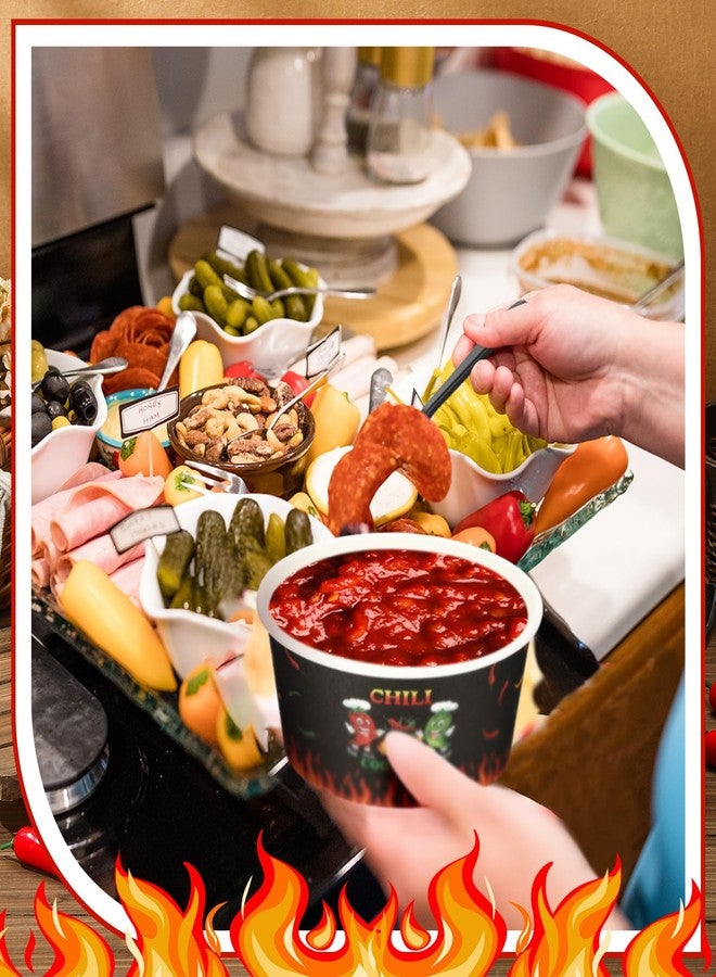 Reallnaive 200 Pack Chili Cook off Party Decorations 9oz Disposable Sample Cook off Tasting Paper Cups and Plastic Spoon for Chili Contest Party Supplies (Black) - Image 4