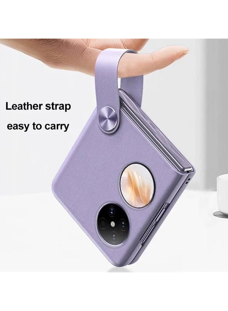 general Compatible with Huawei Pocket 2 Case with Strap, Premium PU Leather Case with Grip for Women Girl, Shockproof Protective Case for Huawei Pocket 2 - Image 2