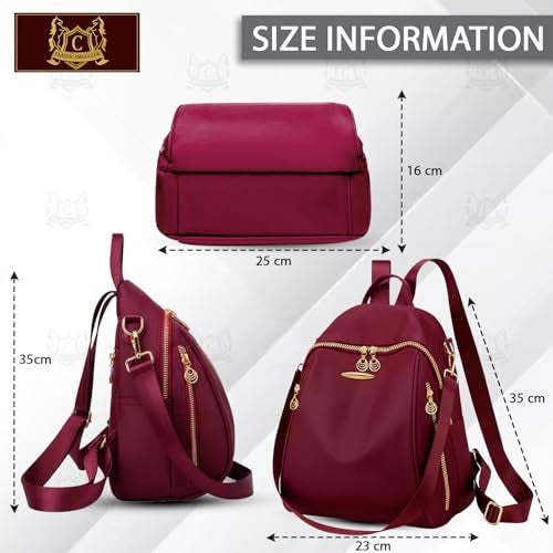 CLASSIC SMUGGLER Backpack Bags for Women/Girls Stylish Shoulder Sling Handbag Purse Office Travel College Daily-Use Convertible 13 Inch Laptop Backpacks Corporate - Pack of 1 (Wine Red) - Image 2