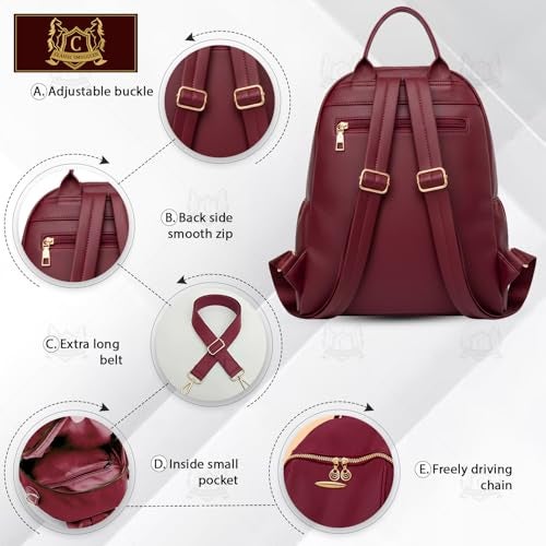 CLASSIC SMUGGLER Backpack Bags for Women/Girls Stylish Shoulder Sling Handbag Purse Office Travel College Daily-Use Convertible 13 Inch Laptop Backpacks Corporate - Pack of 1 (Wine Red) - Image 5