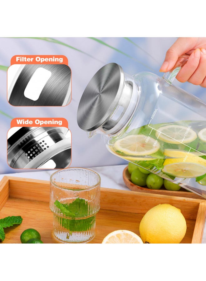 Aofmee Glass Pitcher with Lid, 68oz Water Pitcher with Silicone Base and Precise Scale Line, Ice Tea Pitcher for Fridge, Anti-Slip and Easy to Clean, Glass Jug for Sun Tea Juice Coffee Milk Beverage (Gray) - Image 5
