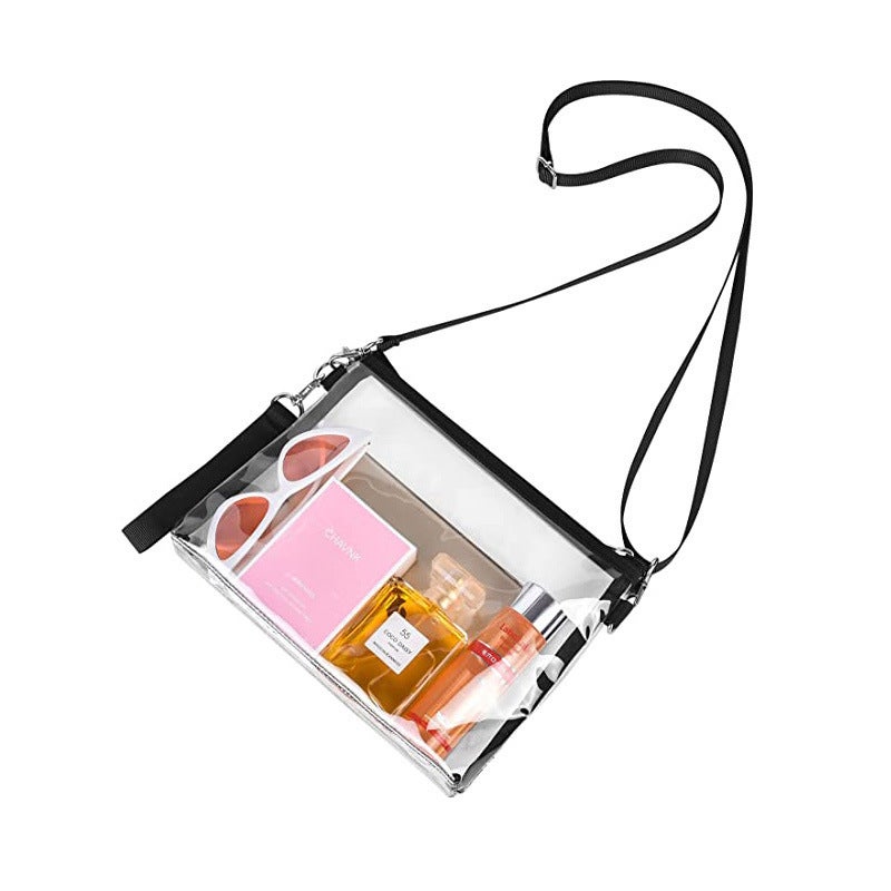 Clear PVC Crossbody Bag Waterproof for Sports black transparent pvc40 silk 