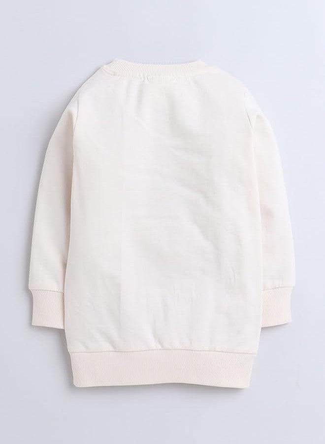 BUMZEE سويت شيرت قطني بأكمام طويلة للبنات من بامزي، لون كريمي، مناسب للأعمار من 18 إلى 24 شهرًا (Peb9693E-crm) - Image 2