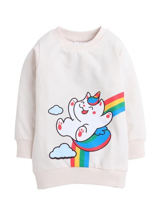 BUMZEE سويت شيرت قطني بأكمام طويلة للبنات من بامزي، لون كريمي، مناسب للأعمار من 18 إلى 24 شهرًا (Peb9693E-crm) - Image 1