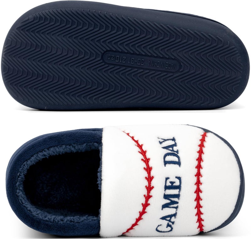INMINPIN Kids Toddler Ball Sports Slippers Girls Boys Cozy Warm House Shoes Memory Foam Non-Slip Indoor Outdoor Slippers for Sports Fan (Toddler/Little Kid/Big Kid),Baseball Whiteï¼Œ9-9.5 Toddler - Image 4
