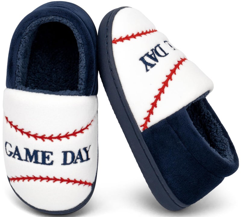 INMINPIN Kids Toddler Ball Sports Slippers Girls Boys Cozy Warm House Shoes Memory Foam Non-Slip Indoor Outdoor Slippers for Sports Fan (Toddler/Little Kid/Big Kid),Baseball Whiteï¼Œ9-9.5 Toddler - Image 5
