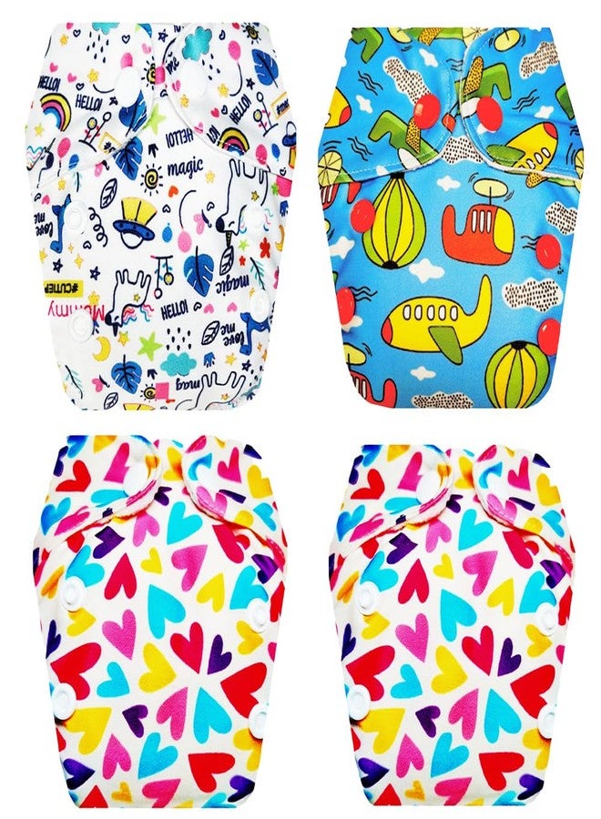Dumbledo Premium Newborn Cloth Diaper with Integrated Insert (Pack of 4) | Snug Fit | Leakproof | Easy to Clean | Everyday Diapering Essential | 0 - 4 Months | Unisex Baby - Image 1