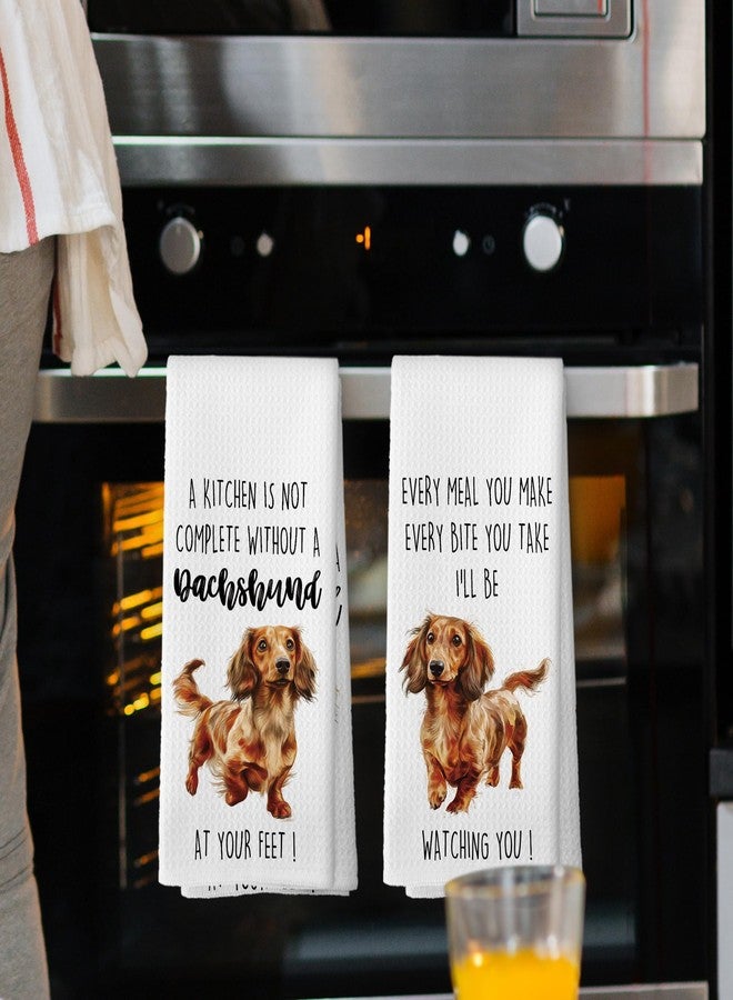 Mcehtle Dachshund Dog Kitchen Towels Set of 2, Funny Dog Kitchen Decor, Dogs Gifts for Women Men Hand Towel, Pet Owner Gift Decorative Tea Towels Dish Towel 16x24 Inch - Image 2