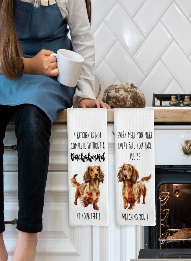 Mcehtle Dachshund Dog Kitchen Towels Set of 2, Funny Dog Kitchen Decor, Dogs Gifts for Women Men Hand Towel, Pet Owner Gift Decorative Tea Towels Dish Towel 16x24 Inch - Image 3
