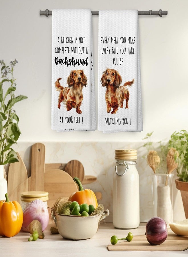 Mcehtle Dachshund Dog Kitchen Towels Set of 2, Funny Dog Kitchen Decor, Dogs Gifts for Women Men Hand Towel, Pet Owner Gift Decorative Tea Towels Dish Towel 16x24 Inch - Image 4