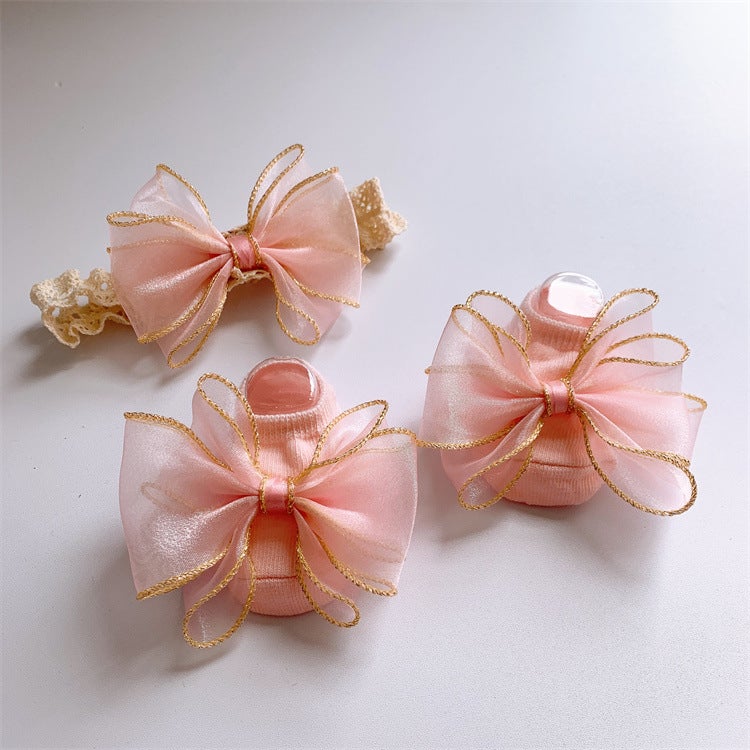 Generic Baby Princess Headband Socks Set Gift Pink/Phnom Penh Bow (bag) 