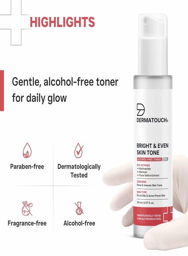 DERMATOUCH BRIGHT & EVEN SKIN TONE ALCOHOL FREE TONER with 3% Niacinamide - Face Toner for Dullness, Dehydration & Open Pores/Suitable for All Skin Types 150ml - Image 5