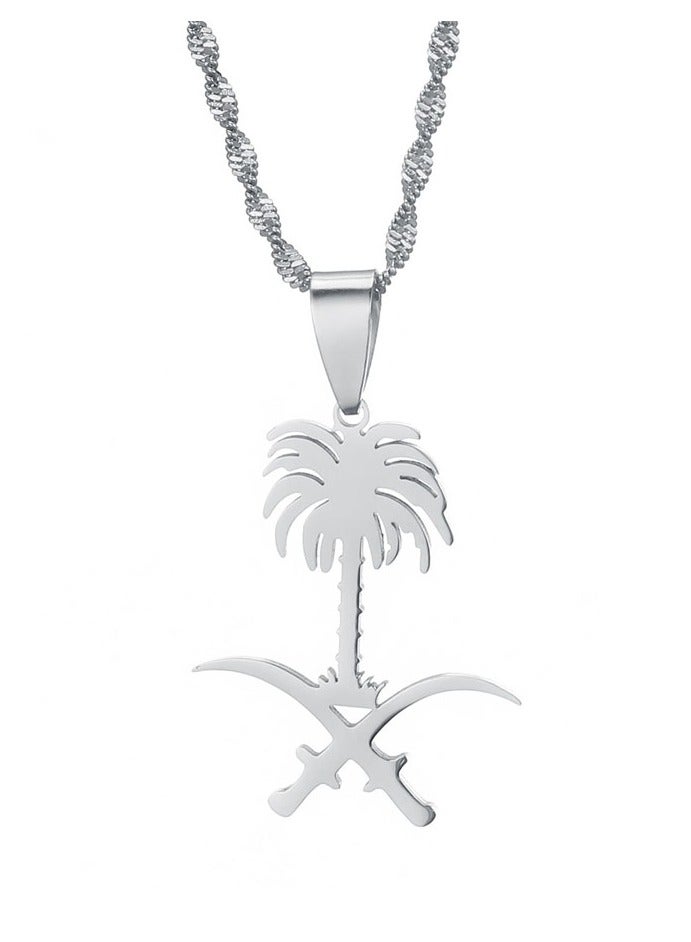 Car hanger with the design of two swords and Saudi palm tree Hanging the car mirror is distinctive accessory to decorate the car - Image 1