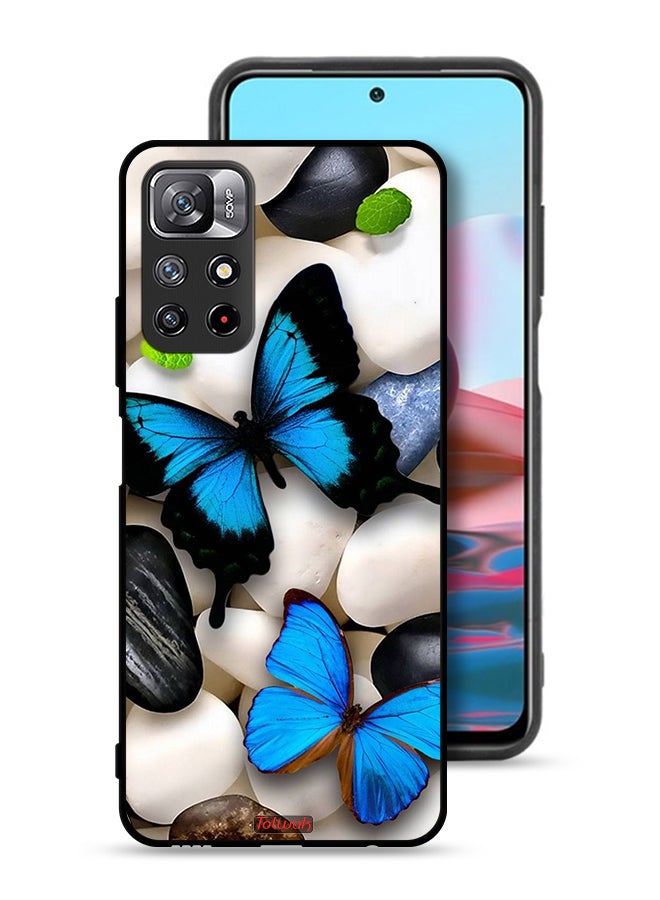 Tolwak Xiaomi Redmi Note 11 4G Protective Case Cover Butterflies On Stones - Image 1