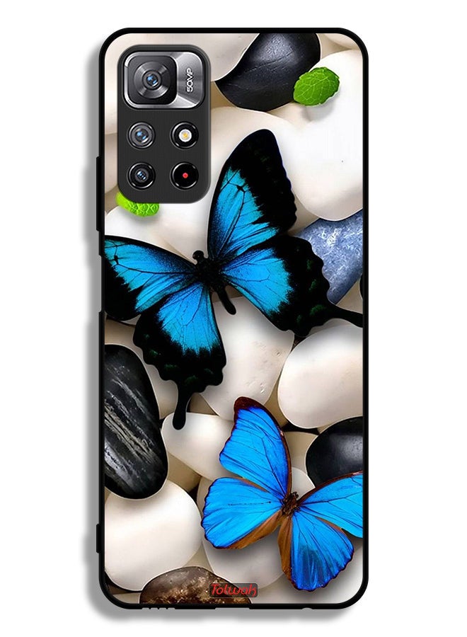 Tolwak Xiaomi Redmi Note 11 4G Protective Case Cover Butterflies On Stones - Image 2