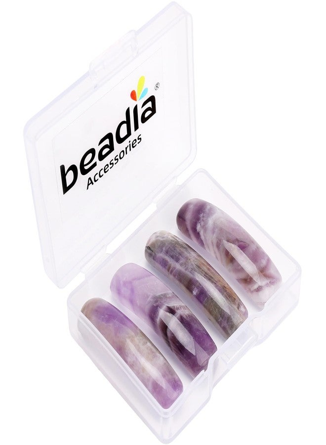 BEADIA Natural Curved Amethyst Stone Beads 36x10mm 4pcs for DIY Bracelet Jewelry Making - Image 1