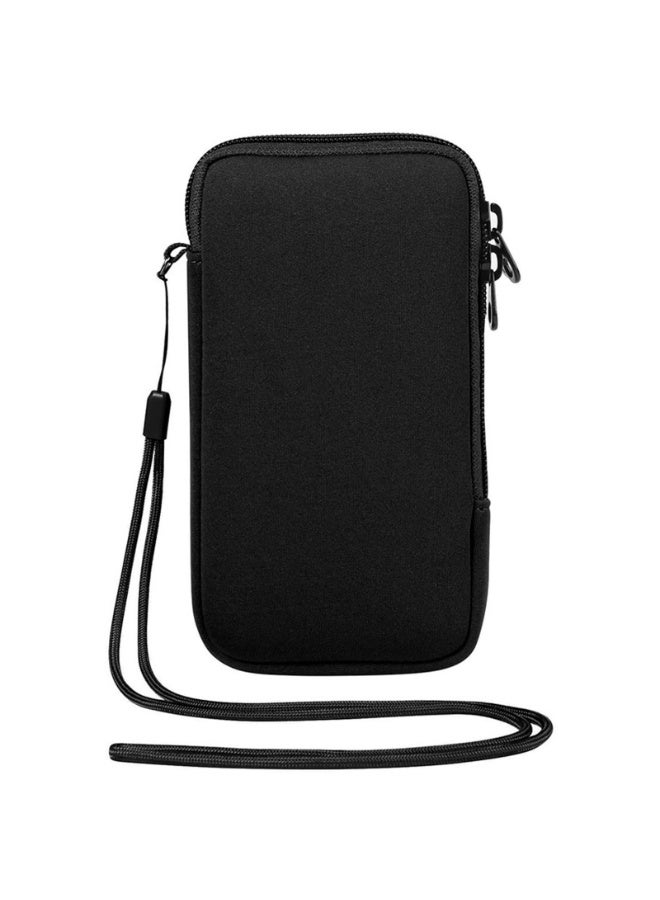 CMGTYYD Neoprene Phone Pouch,Mobile Phone Sleeve Case with Zipper,Mobile Bag with Neck Lanyards Straps,Universal Shock Phone Sock,Black (7.2 inch) - Image 1