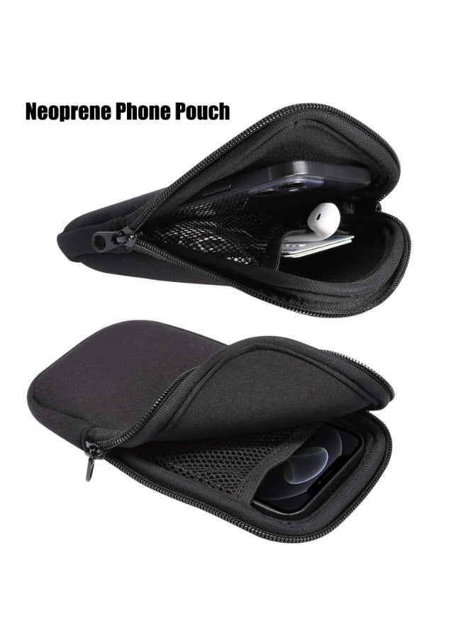 CMGTYYD Neoprene Phone Pouch,Mobile Phone Sleeve Case with Zipper,Mobile Bag with Neck Lanyards Straps,Universal Shock Phone Sock,Black (7.2 inch) - Image 3