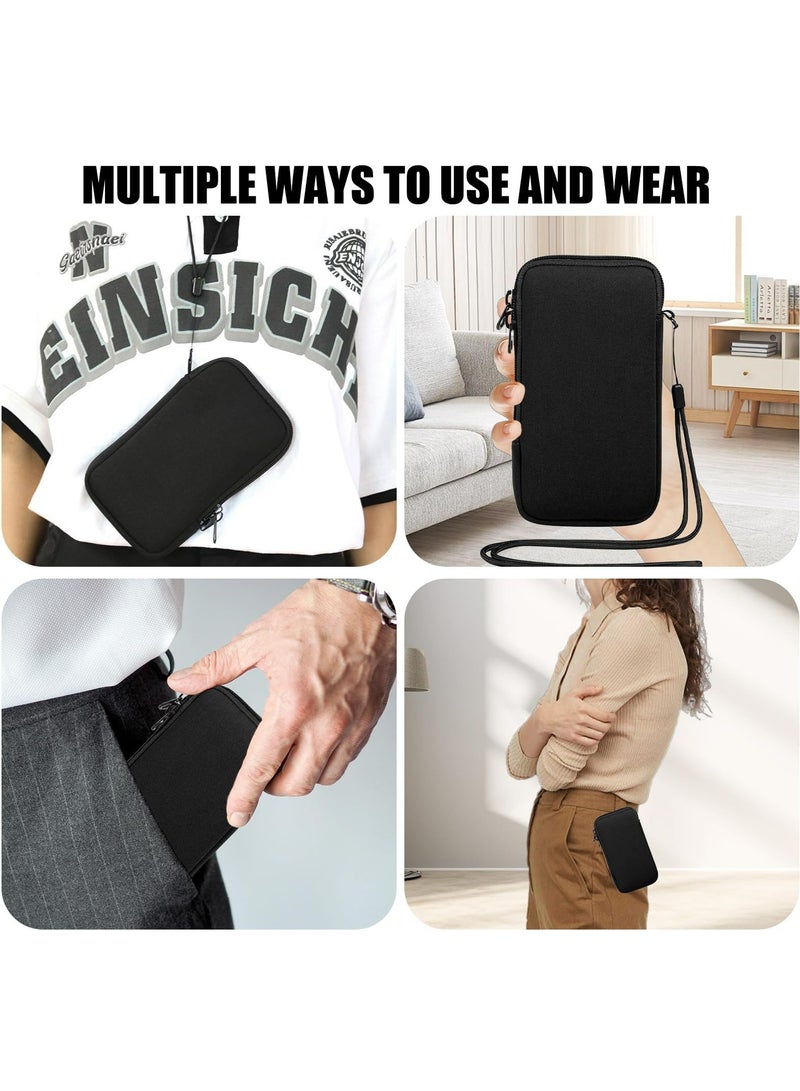 CMGTYYD Neoprene Phone Pouch,Mobile Phone Sleeve Case with Zipper,Mobile Bag with Neck Lanyards Straps,Universal Shock Phone Sock,Black (7.2 inch) - Image 4