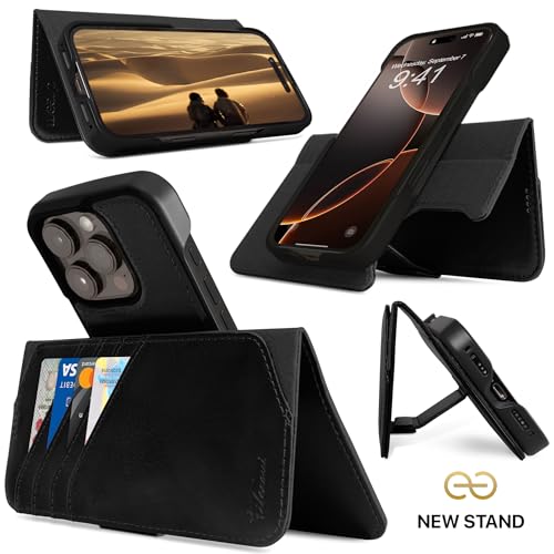 Dreem for iPhone 16 Pro Case Wallet, Revolutionary Phone Stand, Vegan Leather, MagSafe-Fit, Magnetic Detachable Flip Cover, RFID Blocking Card Holder, Gift-Box [Fibonacci:Black] - Image 3