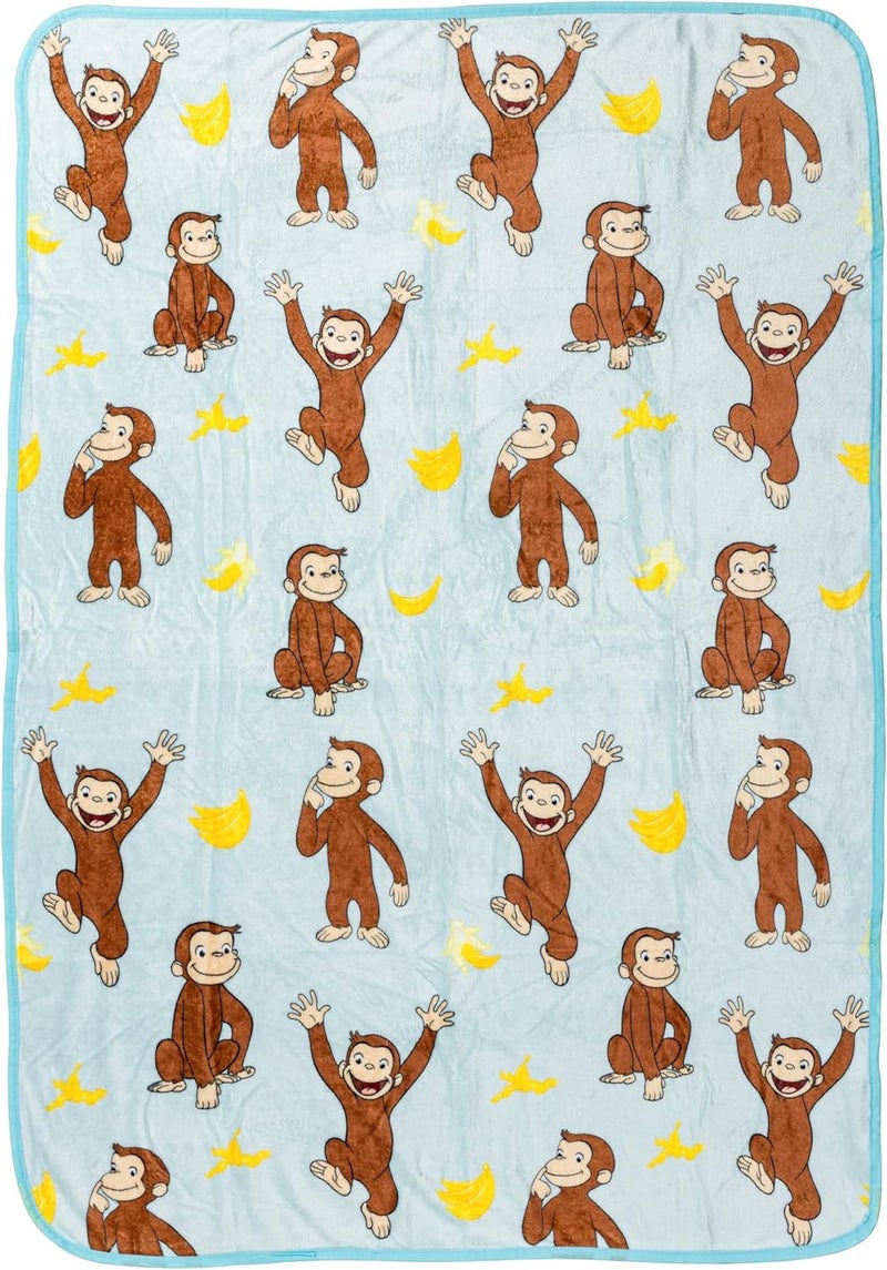 Silver Buffalo بطانية فليس قوريوس جورج قرد موز 45" × 60" ، بطانية ناعمة ومريحة ، 185 غرام لكل متر مربع - Image 1