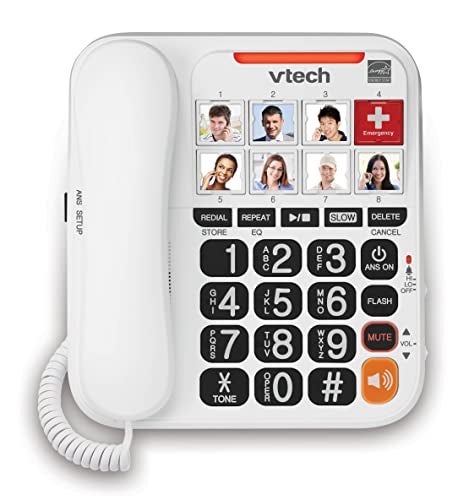 VTech SN1127 Amplified Corded Senior Phone with Answering Machine 8 Photo Speed Dial 90dB Loud Ringer Big Buttons - Image 1