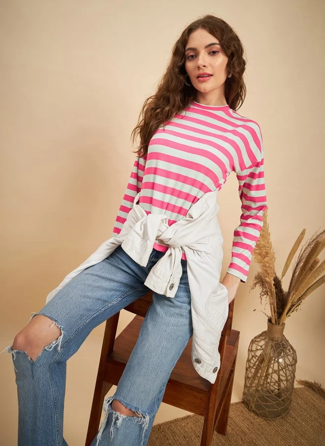 MINT STREET Striped Pullover Sweatshirt for Women