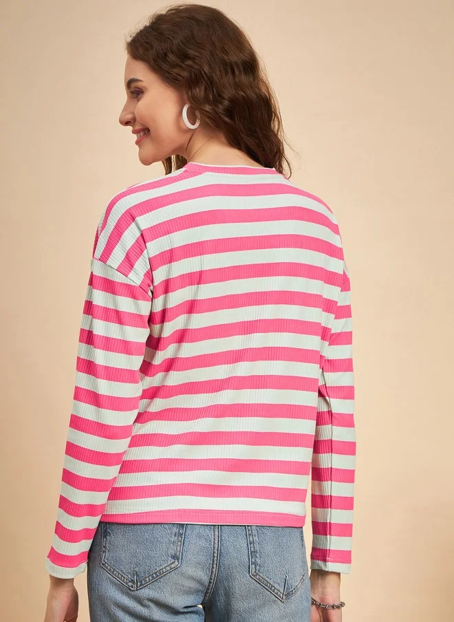 MINT STREET Striped Pullover Sweatshirt for Women