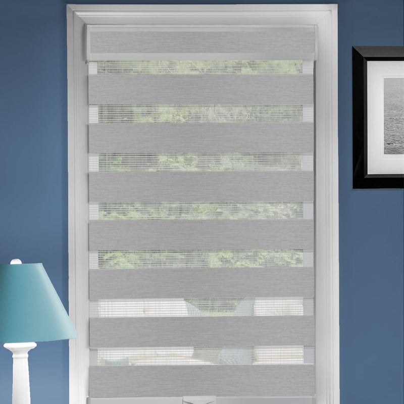 Cordless Celestial Sheer DoubleLayered Window Roller Shade 39 Inch Width x 72 Inch Length Heather Gray Light Filtering Vinyl Window Privacy Blinds for Bedroom Dining Room by Achim Home Dcor
