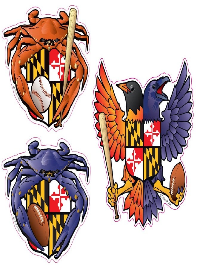 Citizen Pride Baltimore Sports Fan Trio Mini Sticker, Three Small Stickers, Decal die Cut Vinyl - Made in USA - Image 1