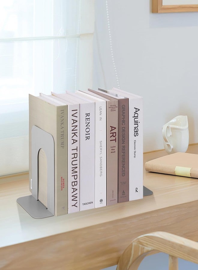 Honagu Bookends, Metal Book Ends, Bookends for Shelves, Book Holder Stopper for Heavy Books, /CDs/DVDs (1 Pair/2 Pieces, Grey) - Image 5