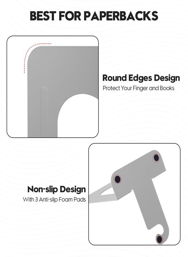 Honagu Bookends, Metal Book Ends, Bookends for Shelves, Book Holder Stopper for Heavy Books, /CDs/DVDs (1 Pair/2 Pieces, Grey) - Image 3