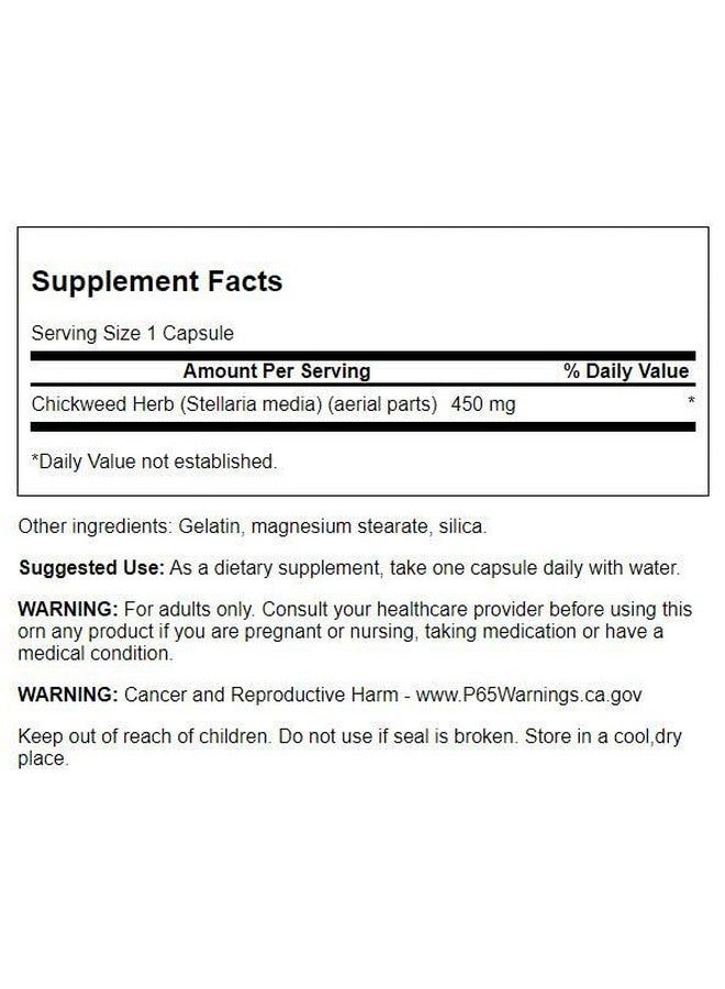 SWANSON Chickweed Herb Stellaria Media Herbal Supplement Respiratory Circulatory Skin Health Support 450 Mg 180 Capsules (Caps) - Image 3