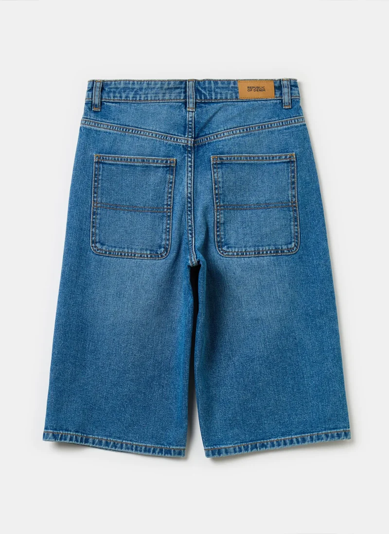 Ovs Denim Bermuda shorts with five pockets