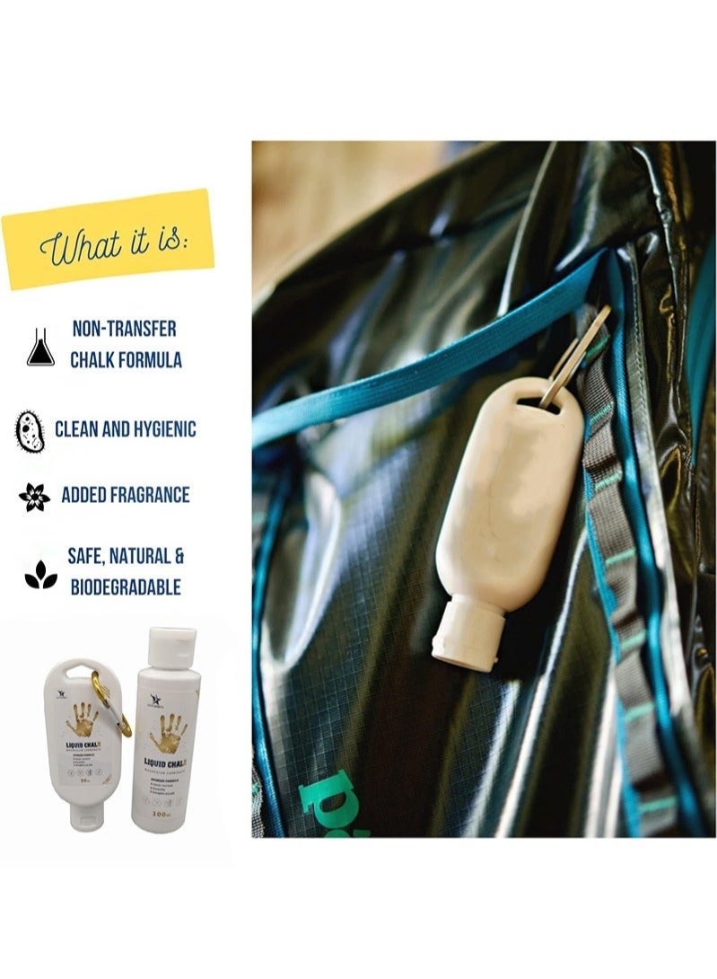 مزيج طباشير سائل. مناسب لرفع الأثقال والتسلق ورفع الأثقال، معتمد من صالات الألعاب الرياضية لليدين والتمارين (عبوة من قطعتين، ١٠٠ مل + ٥٠ مل) - Image 3