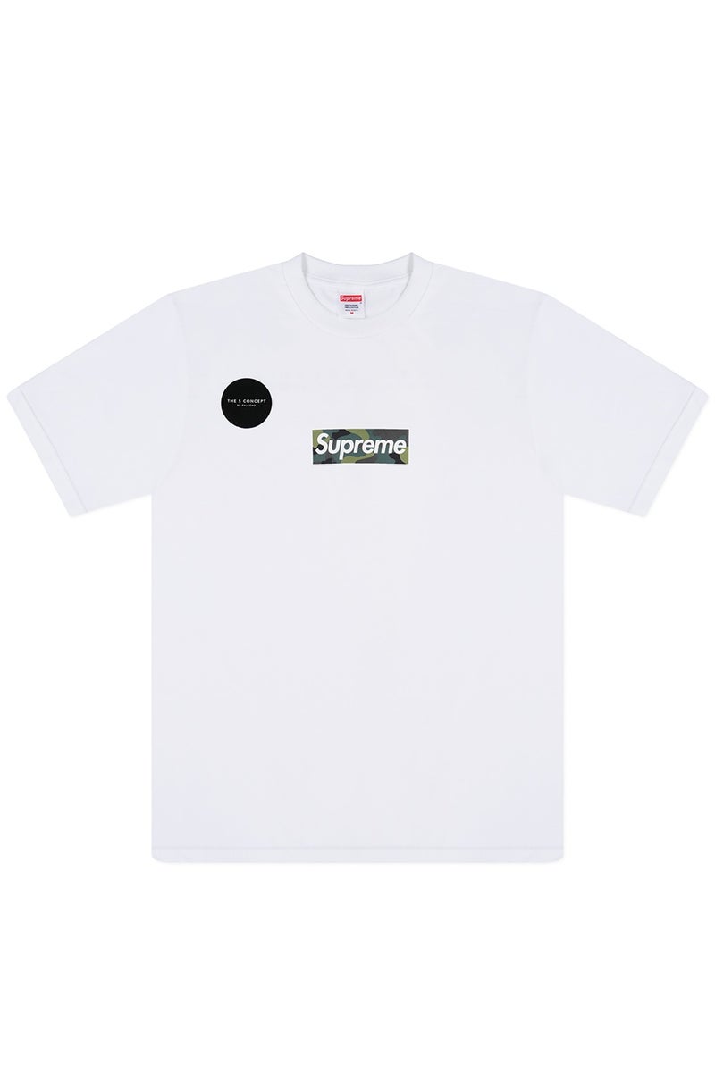 SUPREME Green Camo Box Logo FW23 Tee White - Image 1