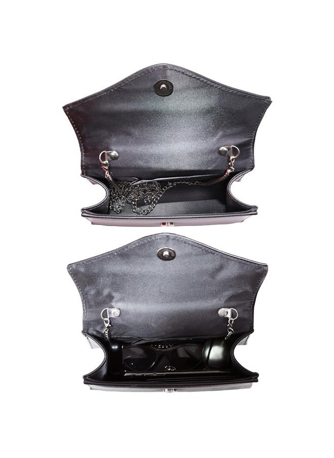 Milisente - Women'S Evening Bag Bridal Party Clutch Purses Cocktail Prom Handbags With Faux Leather(Embossed Black) - Image 1