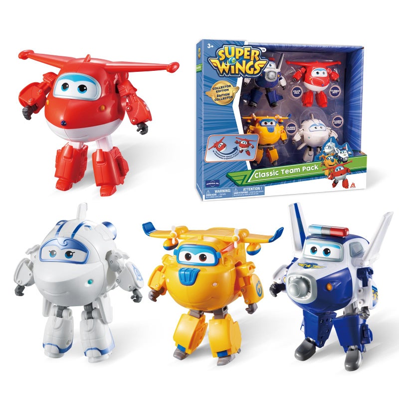Super Wings 5" Transformable Toys 4-Pack Action Figure Tobot, Transforming Airplane Robot Toys for Boys & Girls Age 3+, Gifts for Preschool Kids, Jett, Paul, Donnie, Astra - Image 1