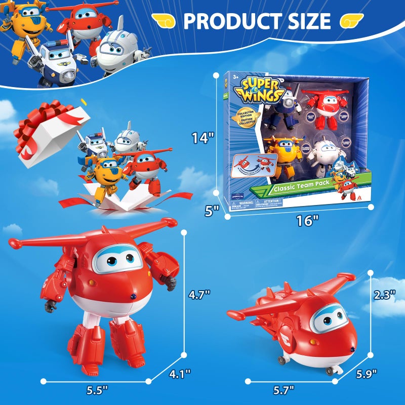 Super Wings 5" Transformable Toys 4-Pack Action Figure Tobot, Transforming Airplane Robot Toys for Boys & Girls Age 3+, Gifts for Preschool Kids, Jett, Paul, Donnie, Astra - Image 5