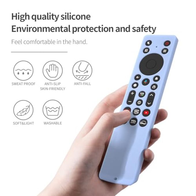AKSHFETH Silicone Cover for TCL RC813A Remote 2025 QM6K Series Remote Silicone Protective Skin Case Anti-Slip Cover with Lanyard(Luminous Blue) - Image 2