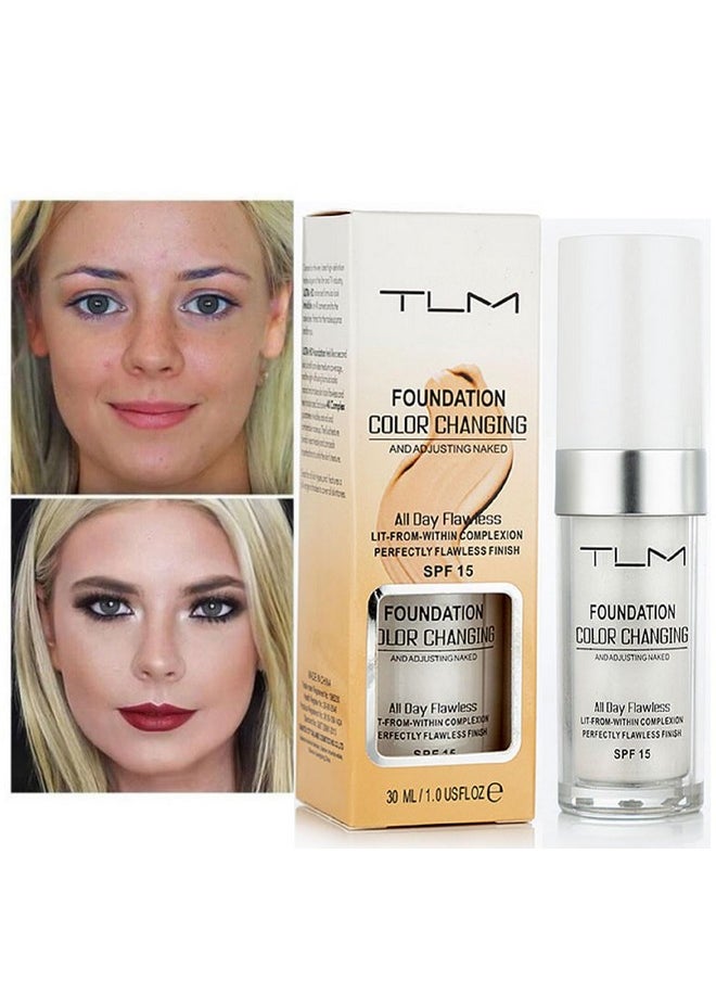 Axnzp 2 Pcs Tlm Color Changing Foundation Makeup, Hydrating Waterproof And Light Long Lasting, Flawless Full Coverage Natural Color Face Primer Base Makeup.  - Image 3