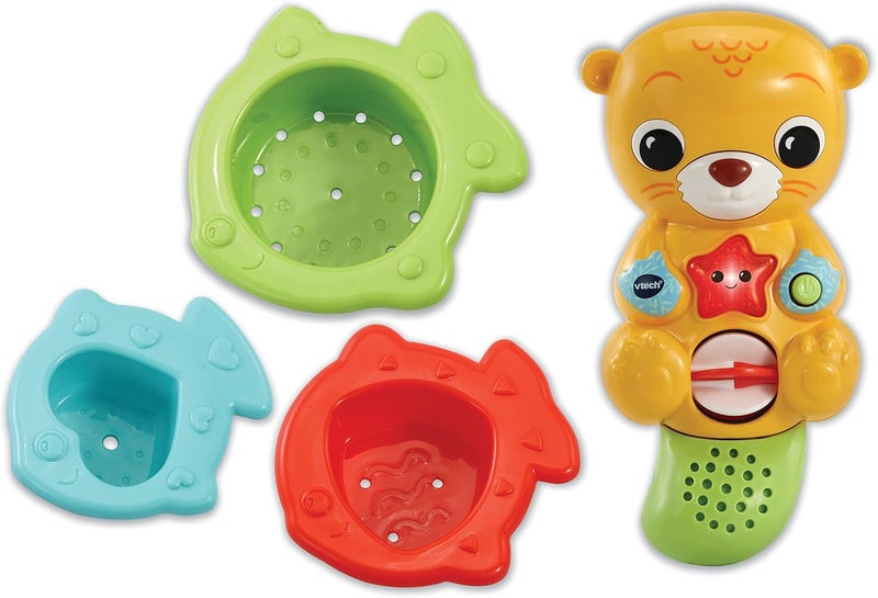 VTech Splashing Fun Otter, Bath Toy for 1 Year Olds + Sensory Bathtub Toy with Lights, Music & 3 Pouring Accessories 1, 2, 3 years +, English version - Image 1