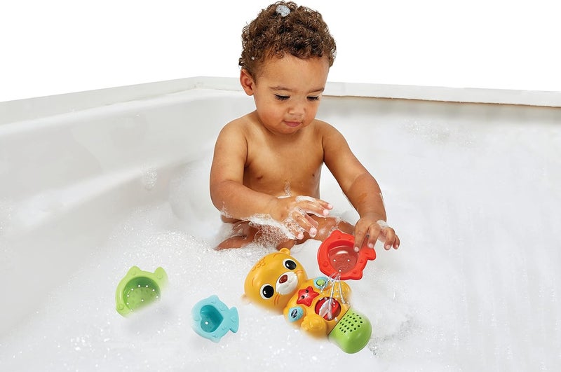 VTech Splashing Fun Otter, Bath Toy for 1 Year Olds + Sensory Bathtub Toy with Lights, Music & 3 Pouring Accessories 1, 2, 3 years +, English version - Image 4