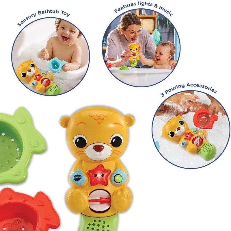 VTech Splashing Fun Otter, Bath Toy for 1 Year Olds + Sensory Bathtub Toy with Lights, Music & 3 Pouring Accessories 1, 2, 3 years +, English version - Image 2
