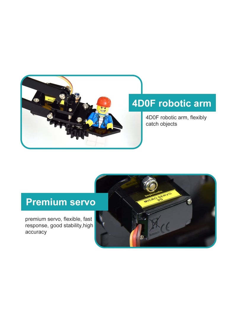 Keyestudio Robot Arm Starter Kit For Arduino Coding Robotics Toys For Adults Teens And Kids Electronic Programming Project STEM Education